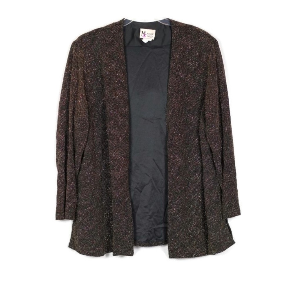 Maggie Sweet Multicolor Glitters Women's Cardigan Sweater Open Front Size 2X